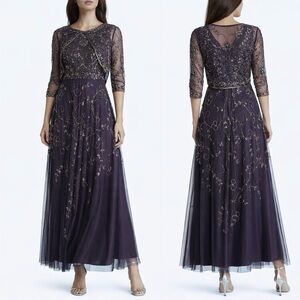 Pisarro Nights Jacket & Dress 10 Sequin Beaded Wedding Party Formal NEW $268